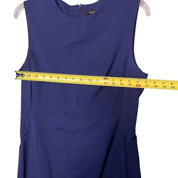 Theory Dress Womens 10 Blue Sleeveless Sheath E Gano Wool Blend Office Career - Picture 6 of 11